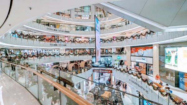 Galleria mall decorated for the holiday season